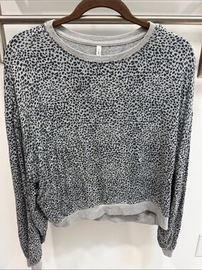 Z Supply Gray Leopard Print Lightweight Pullover